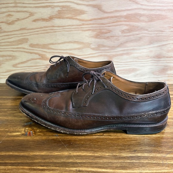Allen Edmonds Leiden Brown Leather Wingtip Blucher Dress Shoes Mens Size 13 B main image 5